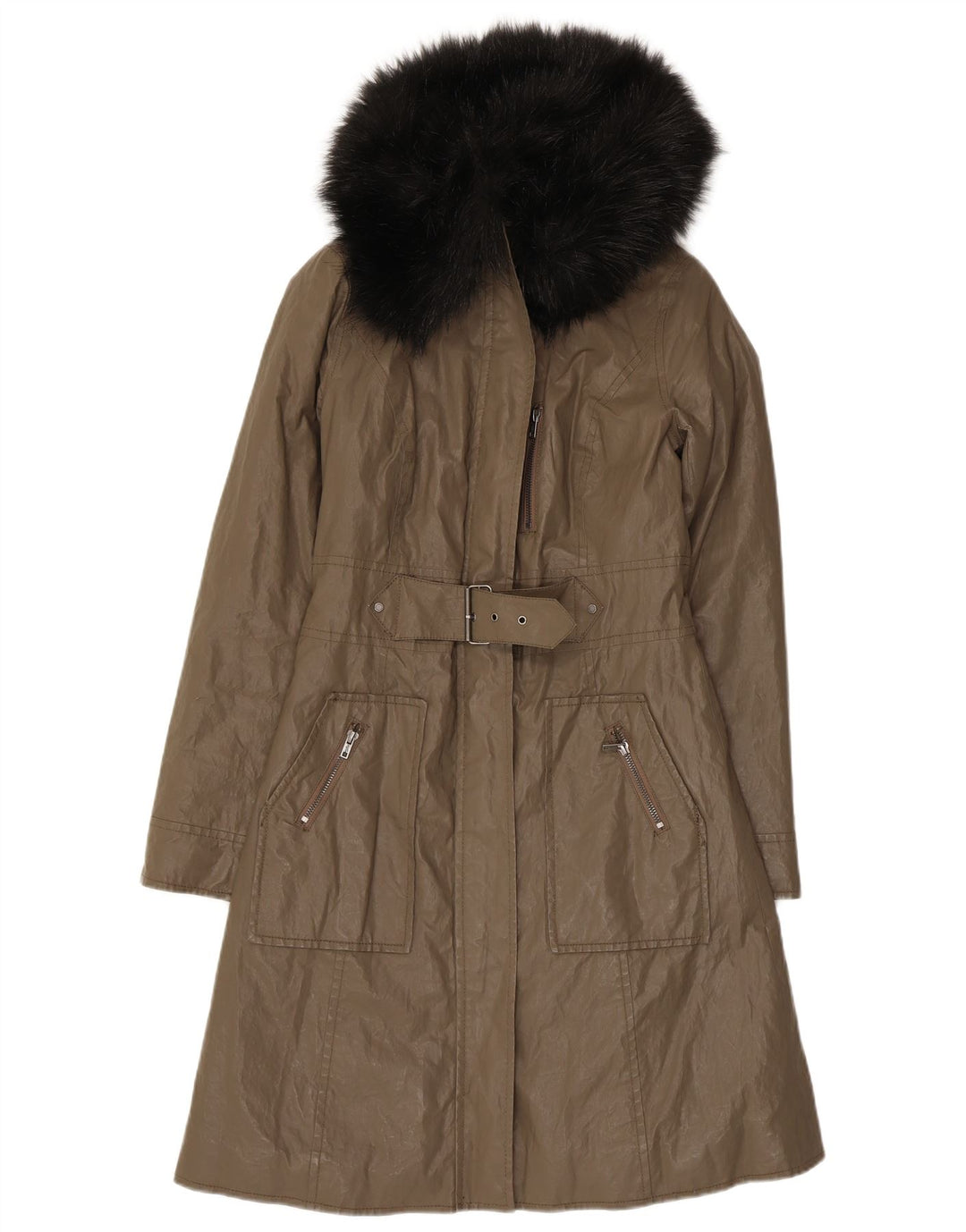 Dkny Γυναικείο Πανωφόρι UK 6 XS Khaki Ramie