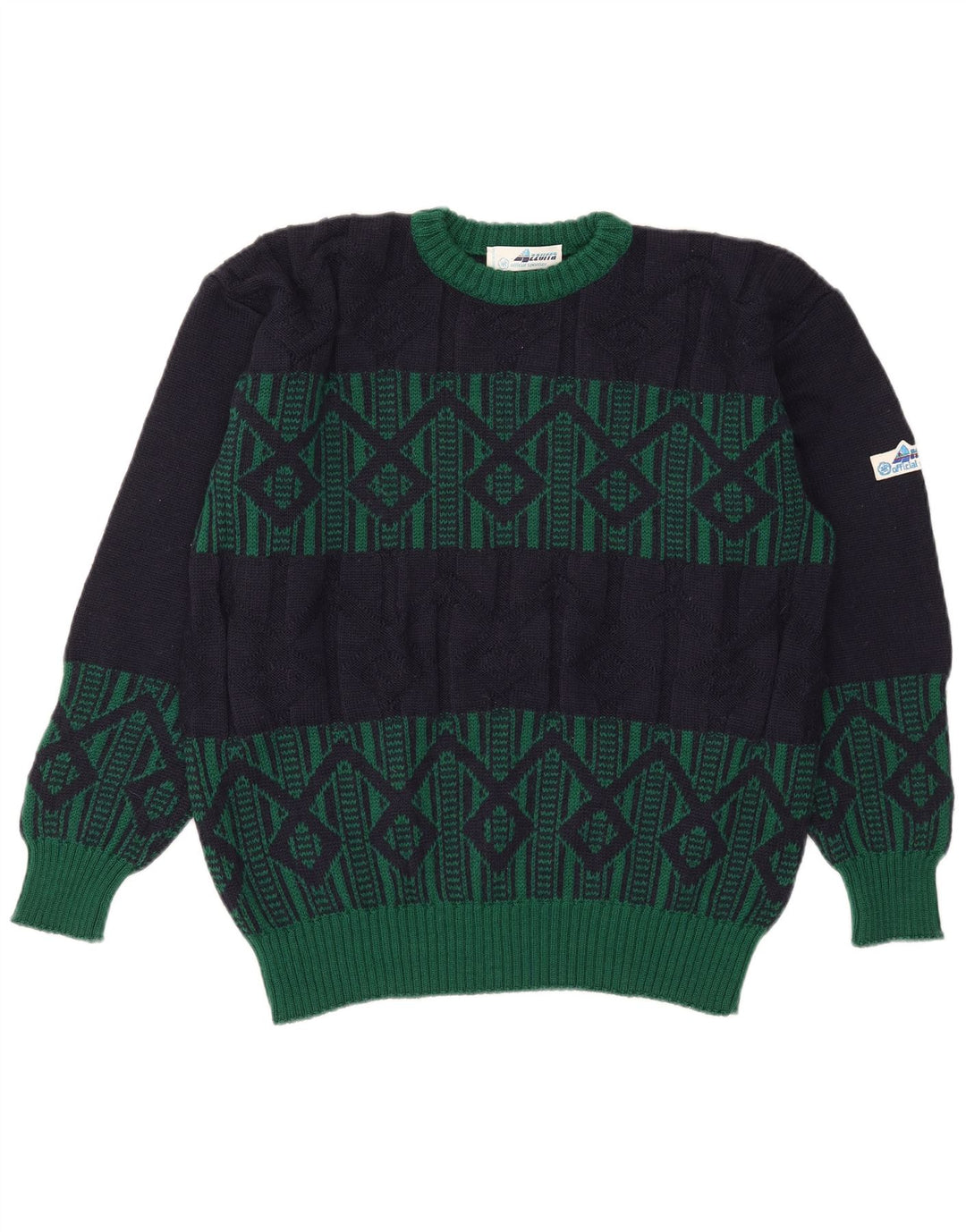 Ανδρικό πουλόβερ Azzurra Crew Neck Jumper IT 50 Medium Navy Blue Geometric
