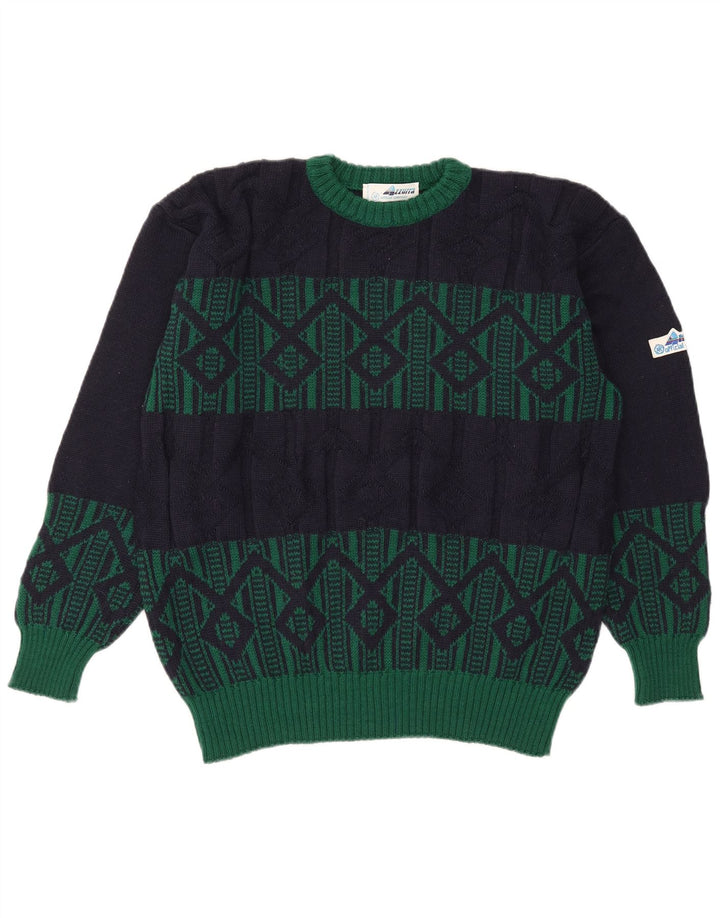 Ανδρικό πουλόβερ Azzurra Crew Neck Jumper IT 50 Medium Navy Blue Geometric