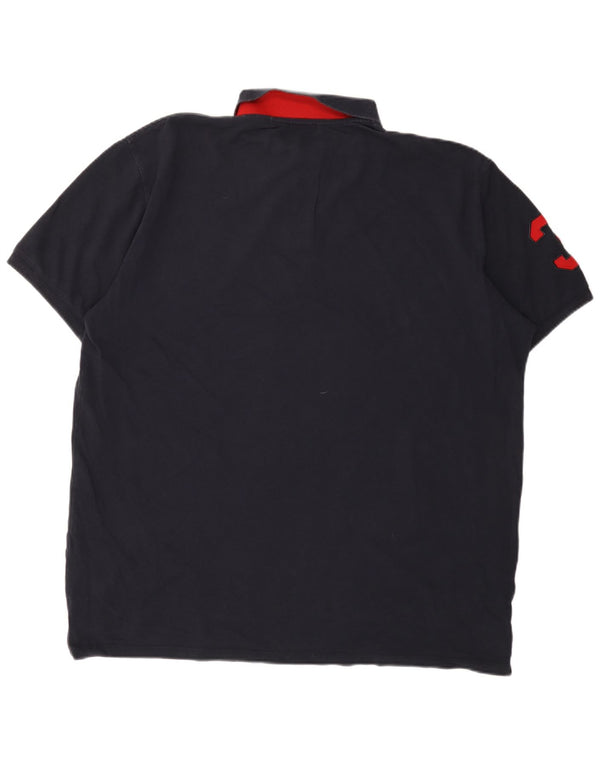 Πόλο Ασν. Ανδρικό γραφικό μπλουζάκι πόλο 4XL Navy Blue βαμβακερό