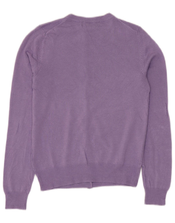 MARKS & SPENCER Γυναικείο πουλόβερ Crop Cardigan UK 8 Small Purple Viscose
