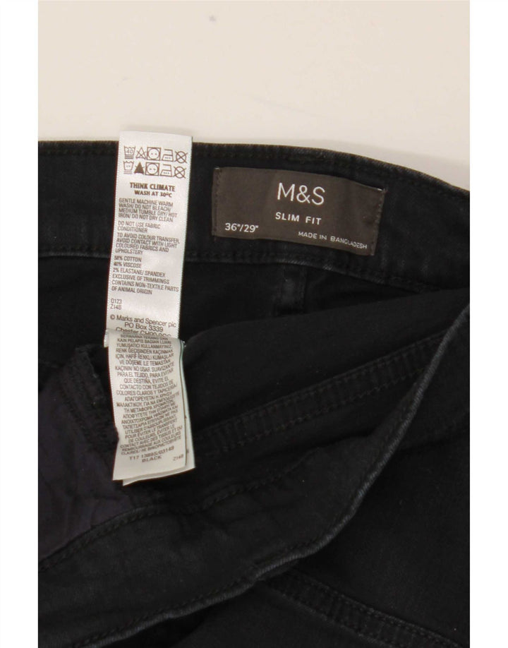 Marks & Spencer Ανδρικό Slim Jeans W36 L29 Μαύρο βαμβακερό