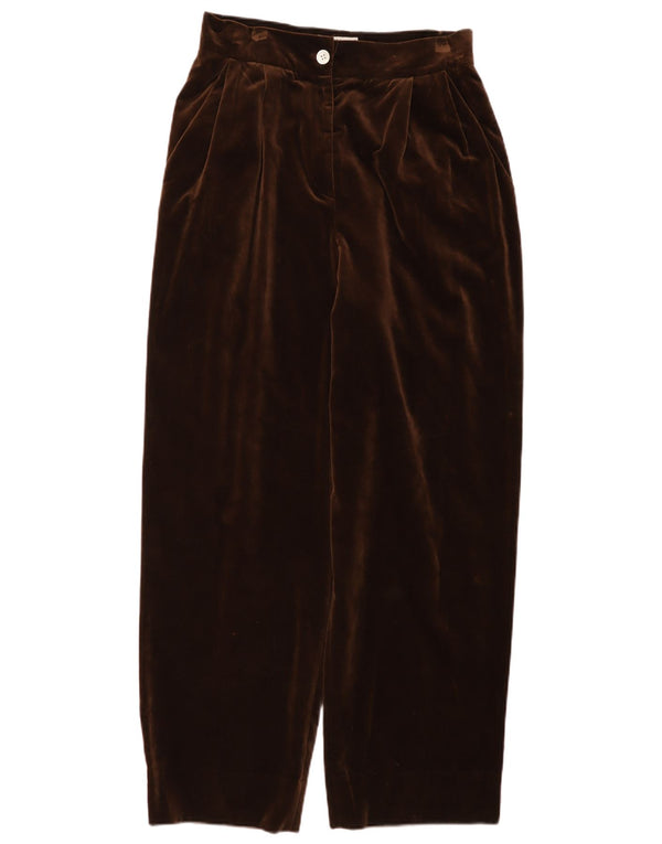 Vintage γυναικείο βελούδινο ψηλόμεσο casual παντελόνι IT 46 μεγάλο W30 L30 καφέ