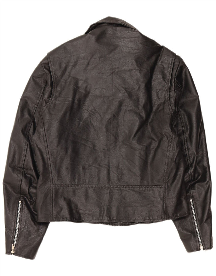 VINTAGE Γυναικείο Biker Jacket UK 10 Small Black Leather