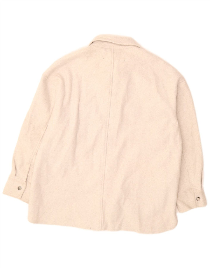 Zara Γυναικείο πουκάμισο Oversized UK 10 Small Off White Polyester