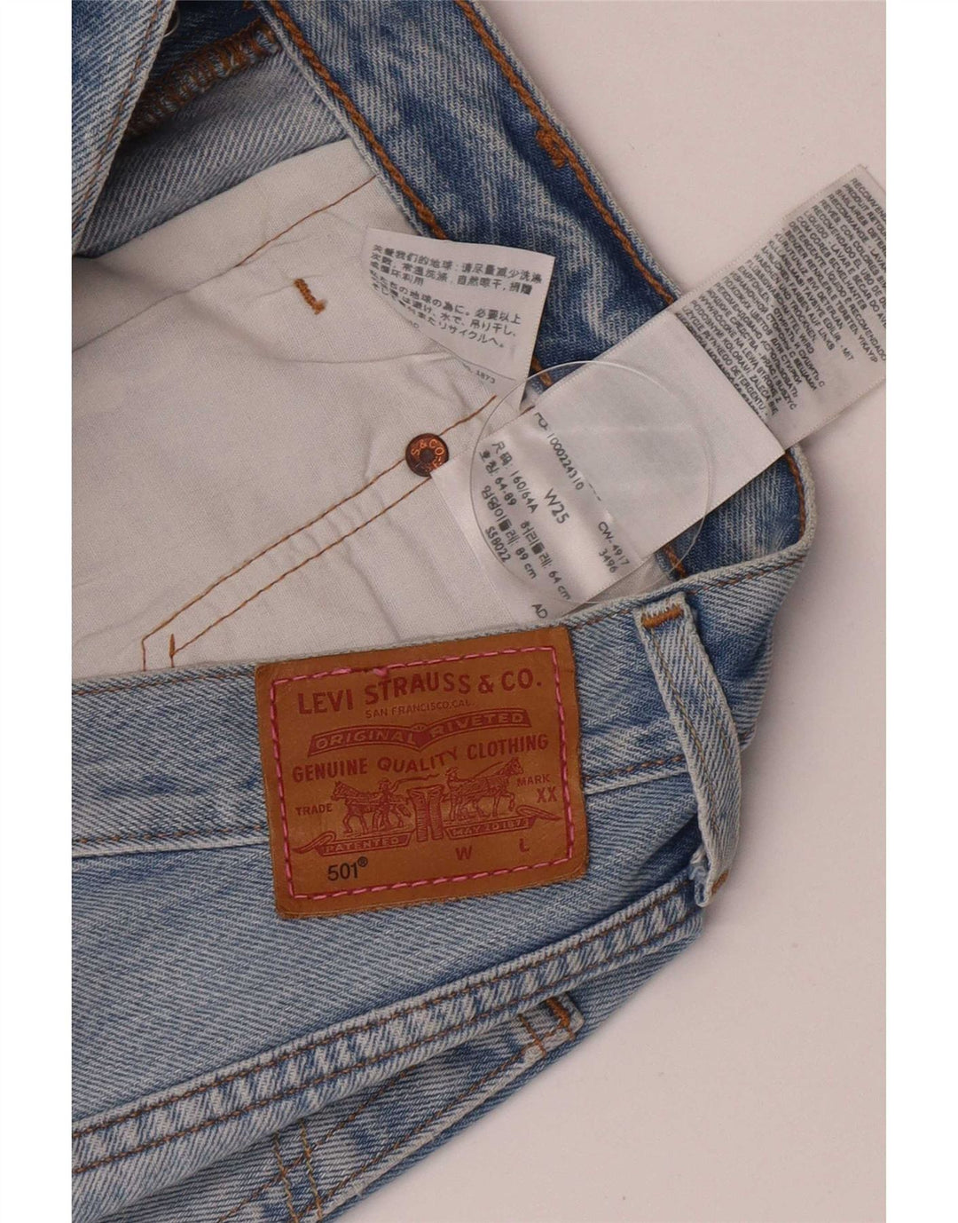 Levi's Womens 501 Denim Hot Παντελόνι W25 Μικρό Μπλε Βαμβακερό