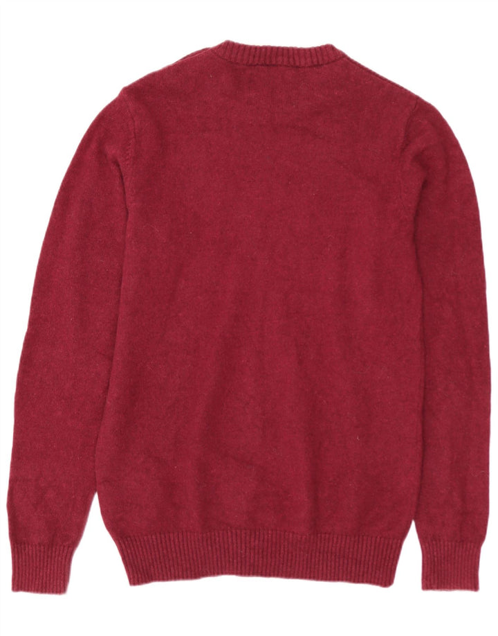 JACK & JONES Ανδρικό πουλόβερ με λαιμόκοψη, μεσαίο βαμβακερό μπορντό
