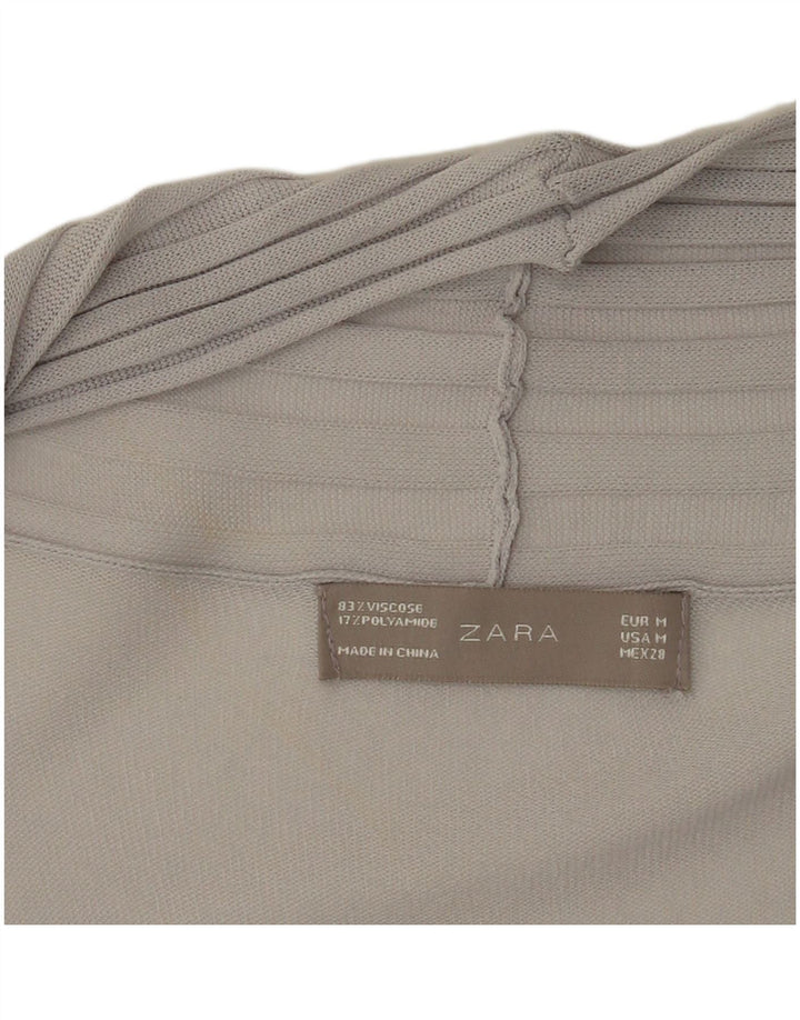 Zara Γυναικεία Longline See Through Cardigan Top 12 μεσαία γκρι βισκόζη