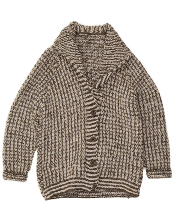 VINTAGE Γυναικείο πουλόβερ Longline Cardigan UK 16 μεγάλο γκρι ριγέ