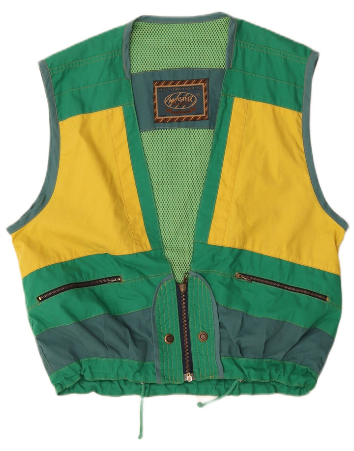 Master Mens Gilet UK 40 Large Green Colourblock Βαμβακερό