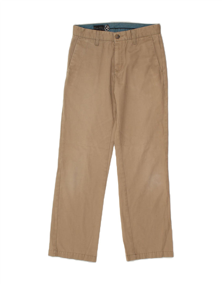 VOLCOM Boys Straight Chino Trousers 13-14 Years W27 L27 Beige Polyester Vintage Volcom and Second-Hand Volcom from Messina Hembry 