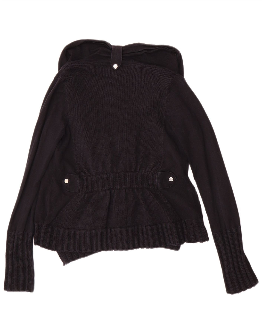 KAREN MILLEN Γυναικείο ανοιχτό πουλόβερ ζακέτα UK 2 2XS μαύρο βαμβακερό