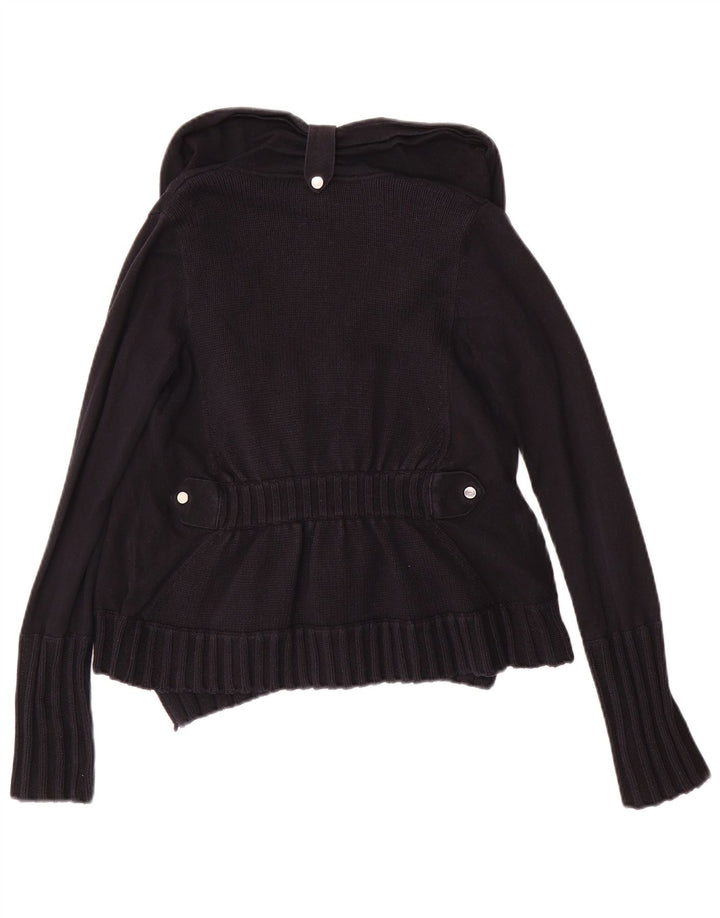 KAREN MILLEN Γυναικείο ανοιχτό πουλόβερ ζακέτα UK 2 2XS μαύρο βαμβακερό