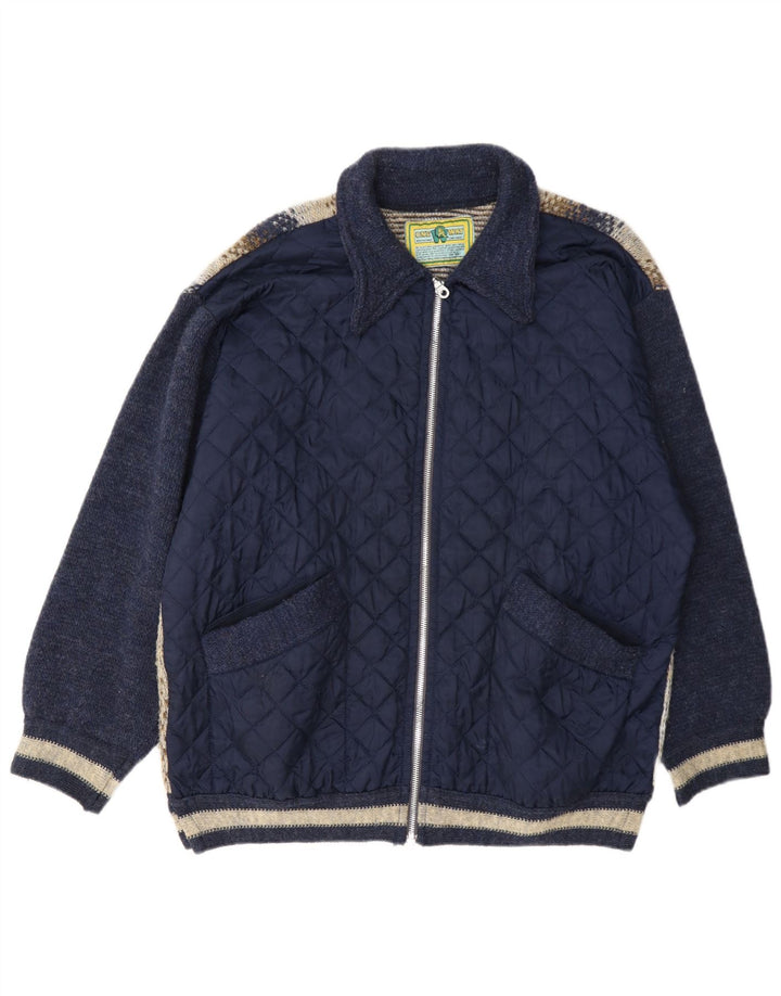 Ανδρικό καπιτονέ μπουφάν ONE WAY UK 40 Large Navy Blue Wool