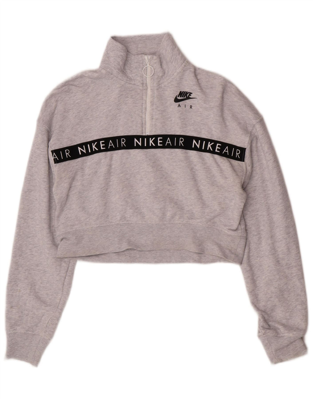 Γυναικεία φούτερ Nike Crop γραφικά Jumper UK 10 Small Grey Flecked