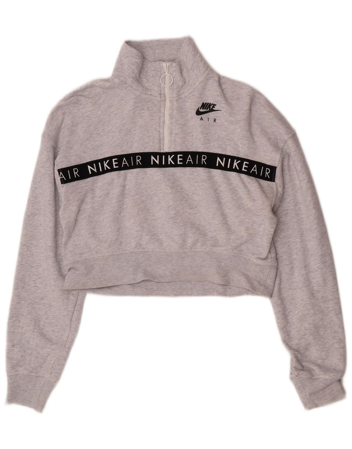 Γυναικεία φούτερ Nike Crop γραφικά Jumper UK 10 Small Grey Flecked