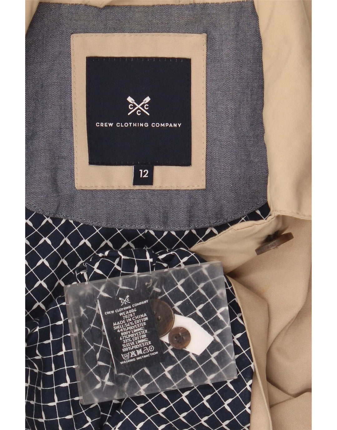 Γυναικείο Πανωφόρι Crew Clothing UK 12 Βαμβακερό μεσαίο μπεζ