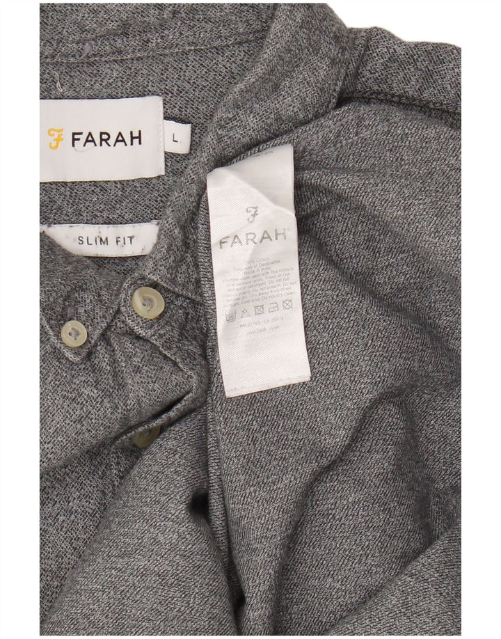 Farah Ανδρικό πουκάμισο Slim Fit μεγάλο γκρι βαμβακερό