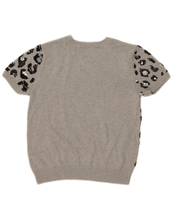 Marks & Spencer Γυναικείο πουλόβερ με λαιμόκοψη Crop Crew UK 16 Large Grey
