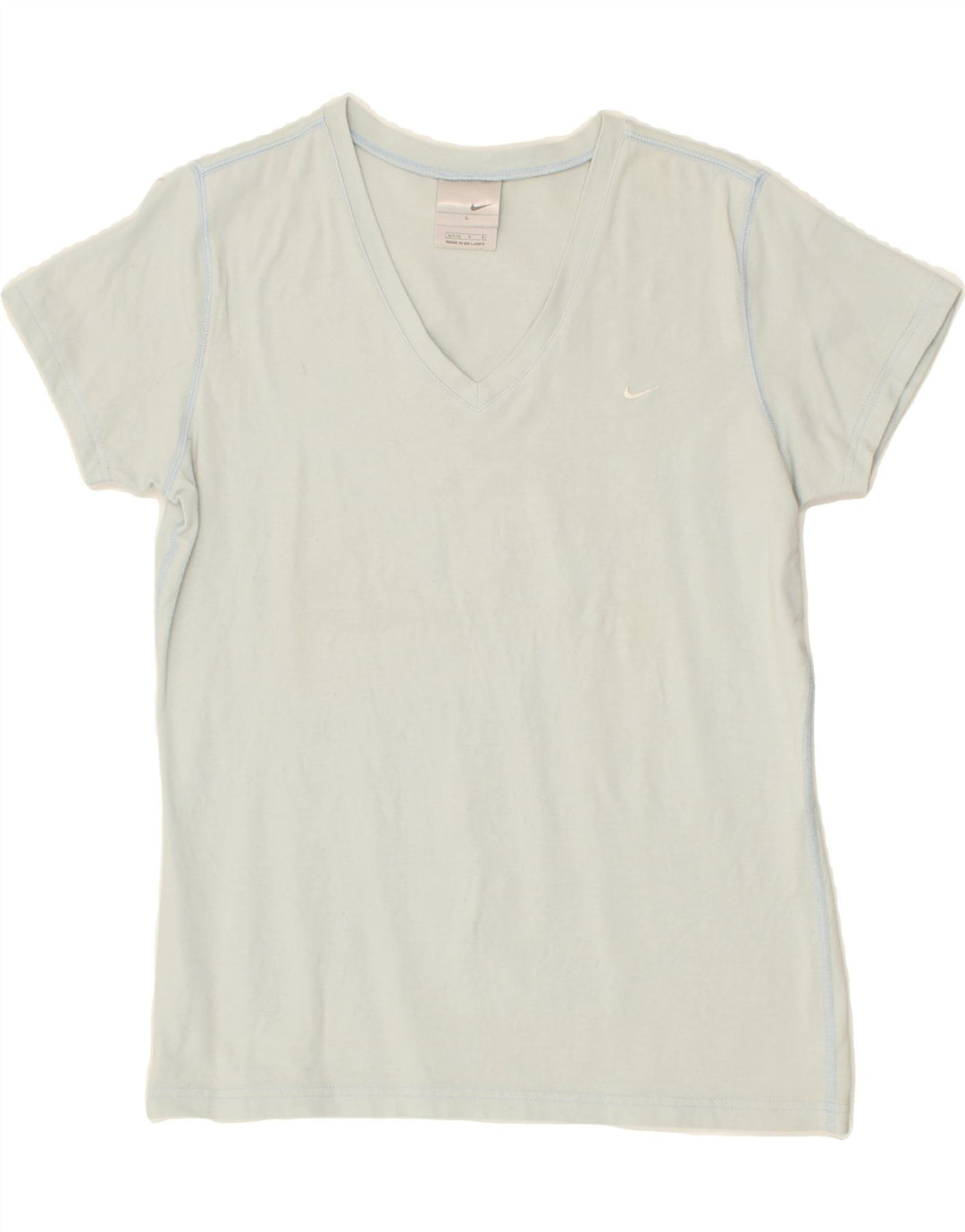 NIKE Womens T-Shirt Top US 12-14 Large Grey Cotton Vintage Nike and Second-Hand Nike from Messina Hembry 
