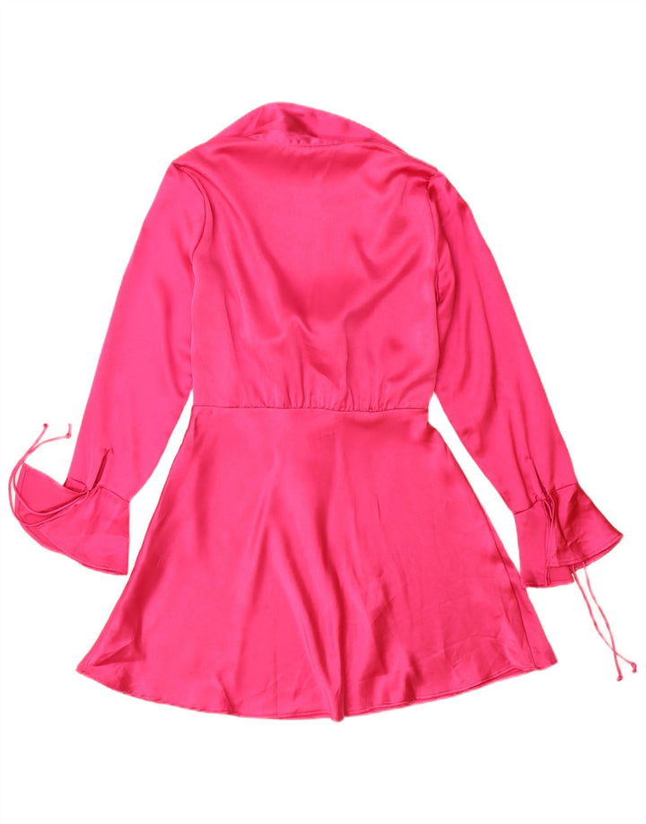 Zara Γυναικείο μακρυμάνικο φόρεμα A-Line UK 14 Medium Pink Polyester