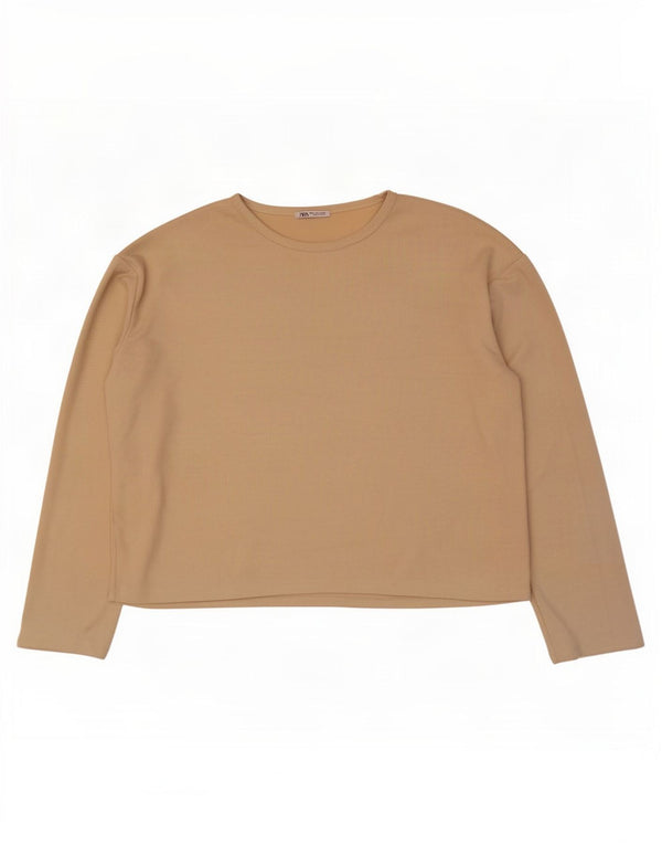 Zara Ανδρικό Loose Fit Top Μακρυμάνικο Μεγάλο Μπεζ