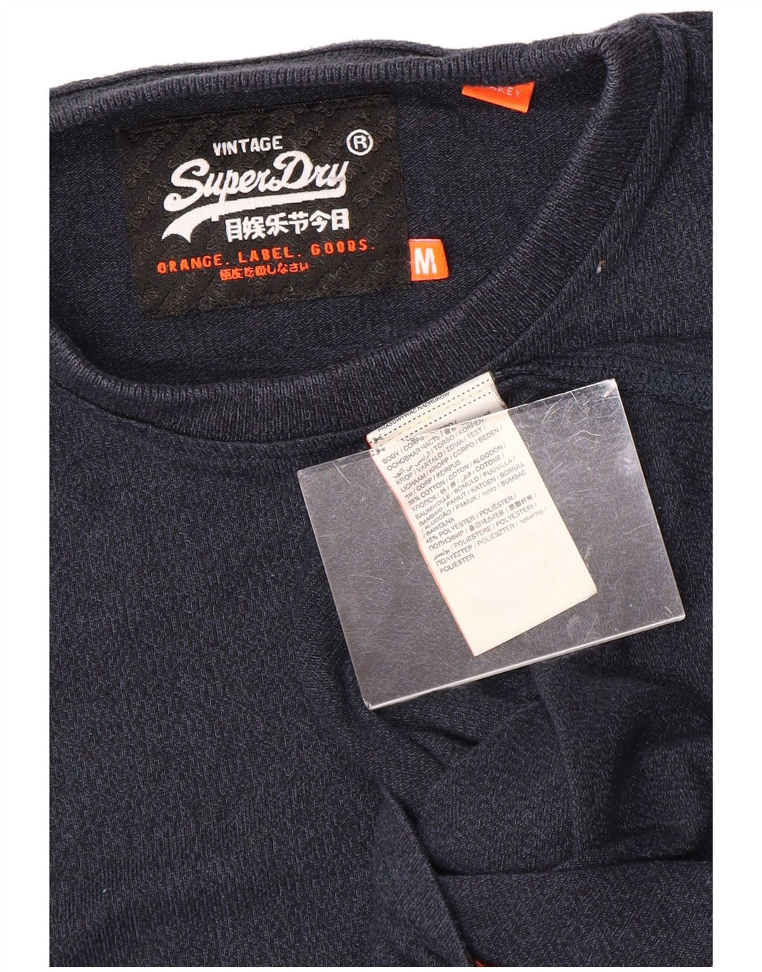 Ανδρικό T-Shirt SUPERDRY Top Βαμβακερό μεσαίο μπλε ναυτικό