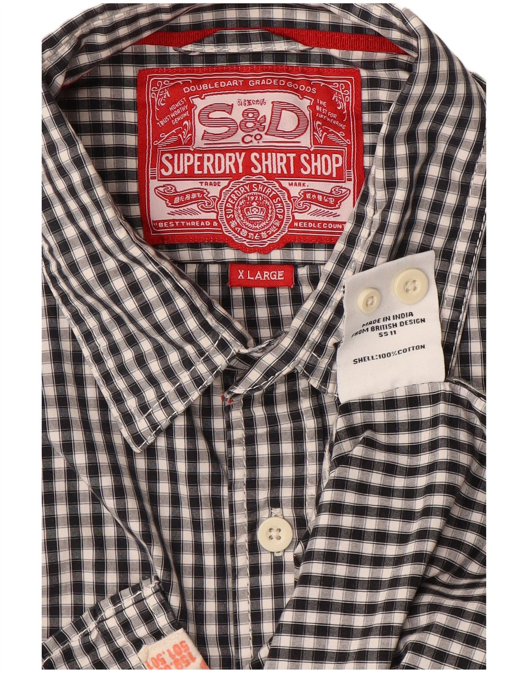 Ανδρικό πουκάμισο SUPERDRY XL Μαύρο βαμβακερό Gingham
