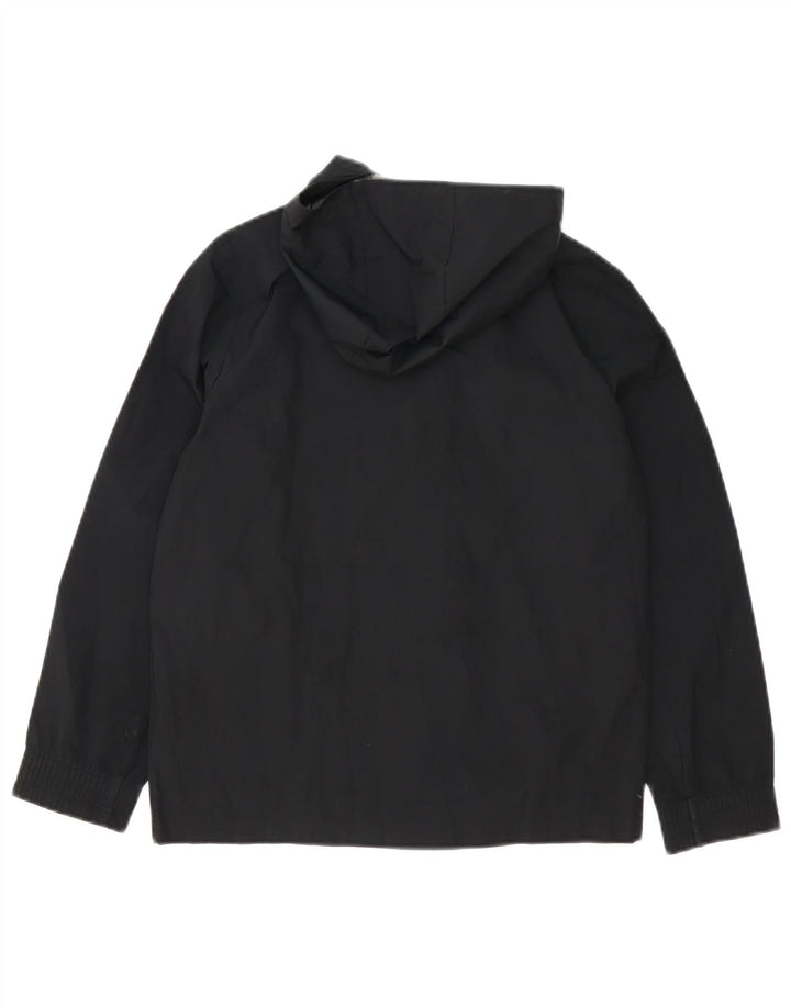 ADIDAS Boys Hooded Rain Jacket 9-10 Years Black Polyester