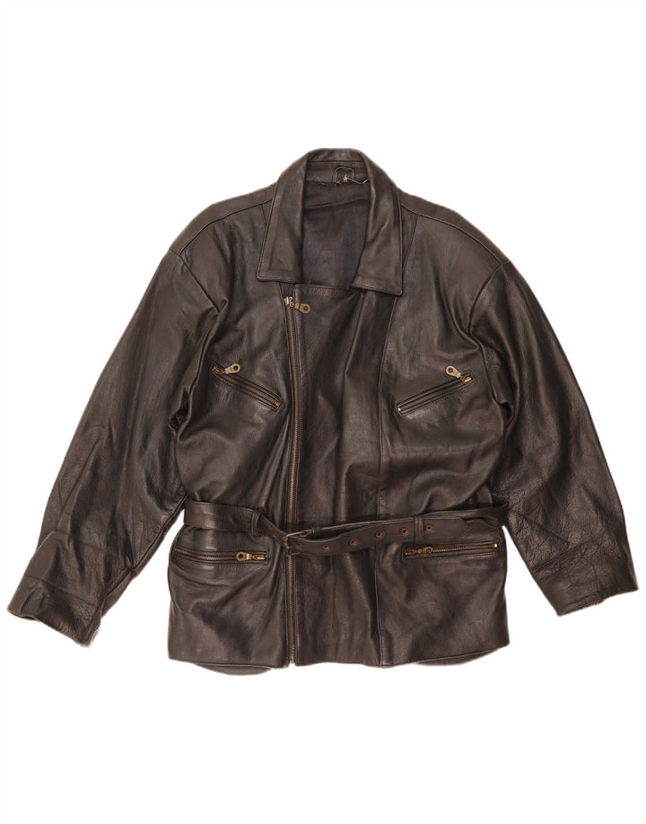 Vintage Ανδρικό Biker Δερμάτινο Μπουφάν UK 38 Medium Black Leather