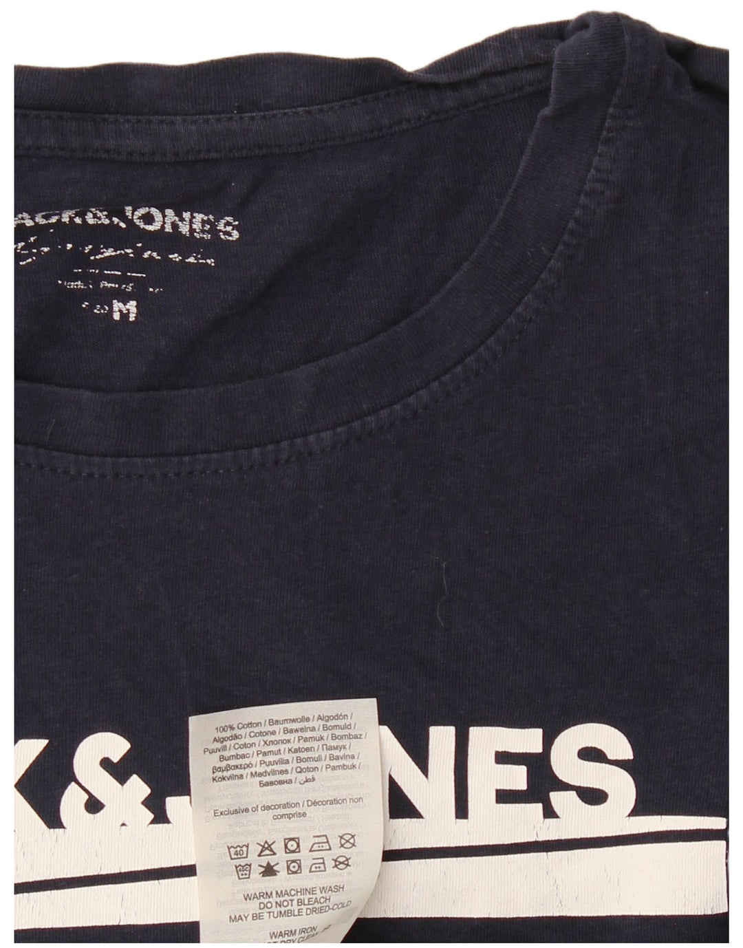Ανδρικό γραφικό μπλουζάκι JACK & JONES Τοπ μεσαίου μπλε βαμβακερό