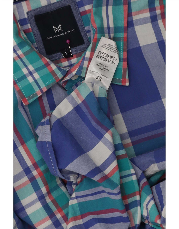 Crew Clothing Ανδρικό κοντομάνικο πουκάμισο μεγάλο μπλε βαμβακερό