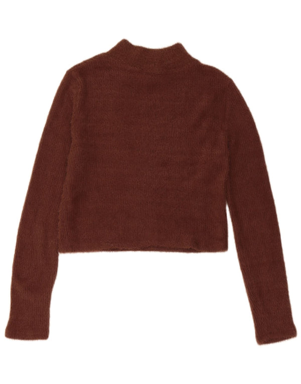 Zara γυναικείο πουλόβερ με λαιμόκοψη χελώνας UK 14 Large Brown Nylon