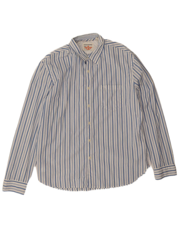 Dockers Mens Shirt XL Blue Pinstripe Cotton
