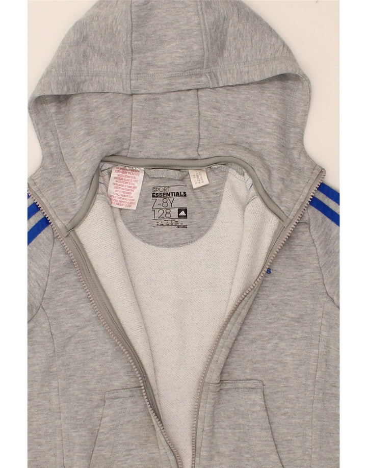 ADIDAS Boys Zip Hoodie Sweater 7-8 Years Grey Polyester Vintage Adidas and Second-Hand Adidas from Messina Hembry 