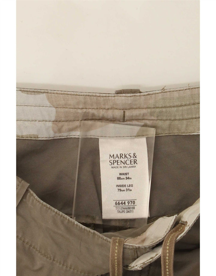 Marks & Spencer Ανδρικό ίσιο παντελόνι Cargo W34 L31 Μπεζ βαμβακερό