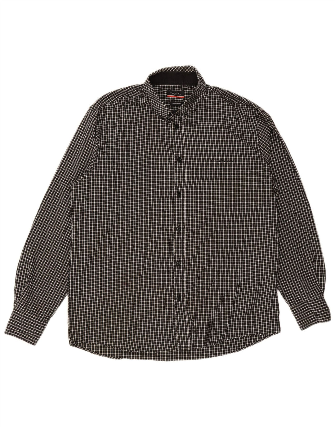 Pierre Cardin Ανδρικό Πουκάμισο Regular Fit XL Μαύρο Check Polyester