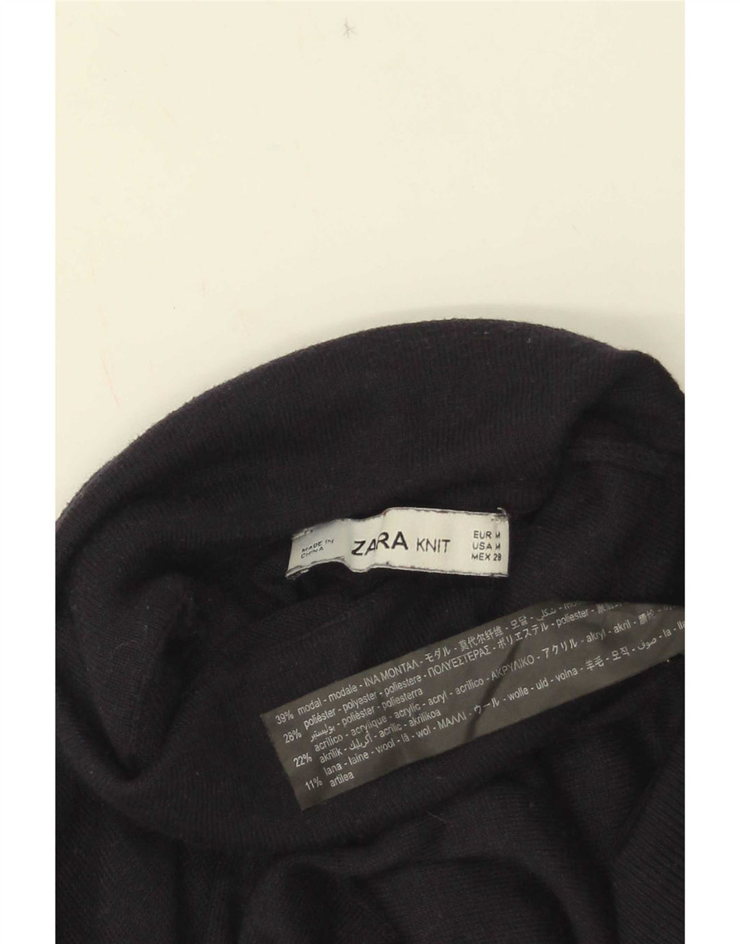 Zara Γυναικείο πουλόβερ με ρολό λαιμόκοψη UK 12 Medium Navy Blue Modal
