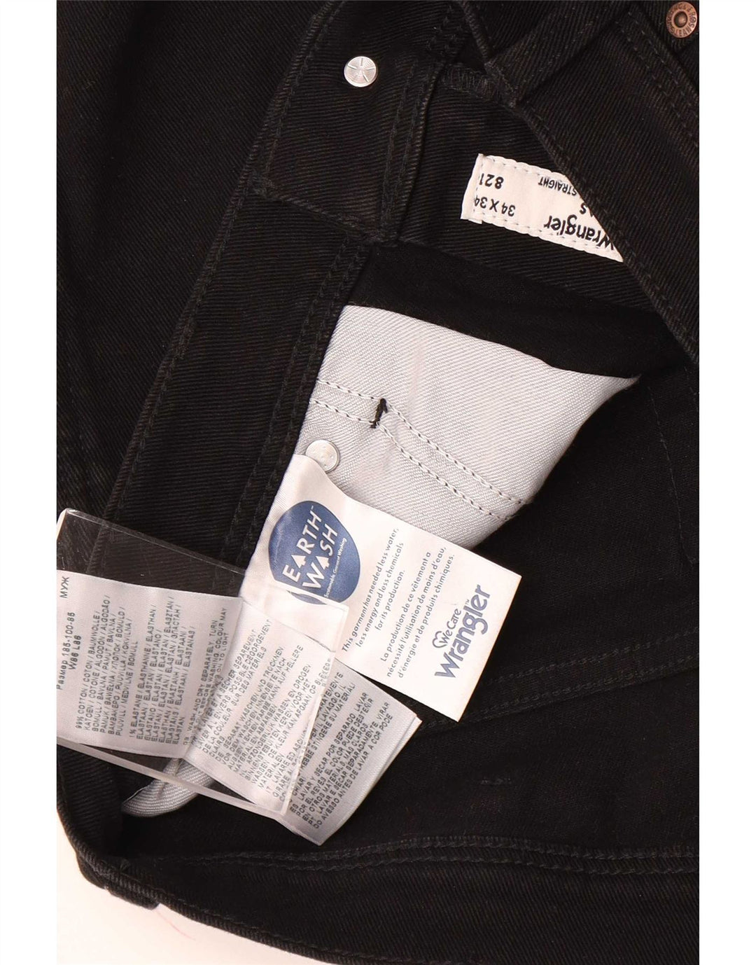 Ανδρικό τζιν Wrangler ίσιο W34 L34 μαύρο βαμβακερό