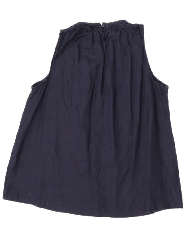 Benetton Γυναικεία Αμάνικη Μπλούζα Τοπ UK 10 Small Navy Blue Λευκά είδη