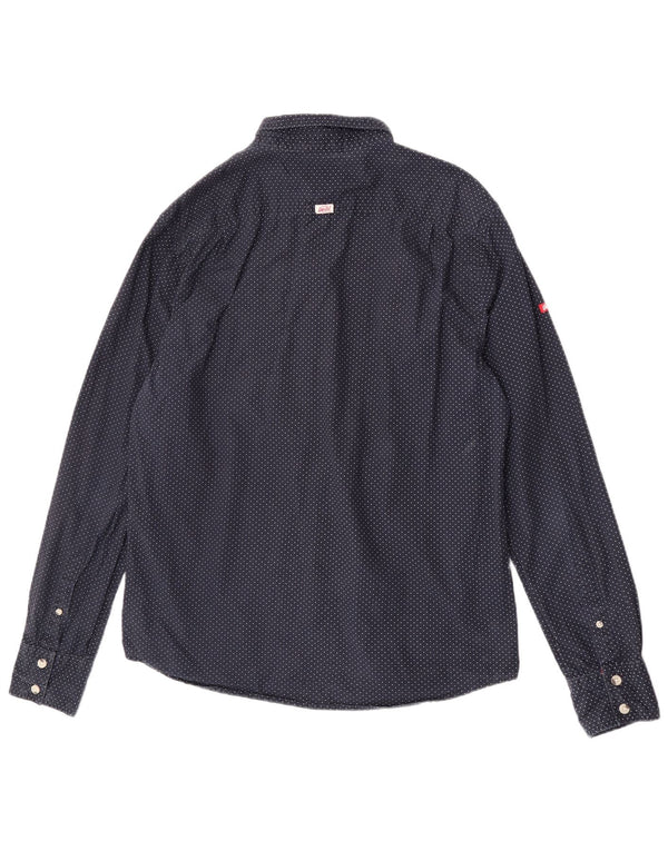 Ανδρικό πουκάμισο Superdry 2XL Navy Blue πουά βαμβακερό