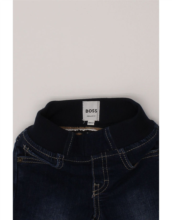 Hugo Boss Baby Boys Graphic Straight Jeans 3-6 μηνών W18 L8 Μπλε βαμβακερό
