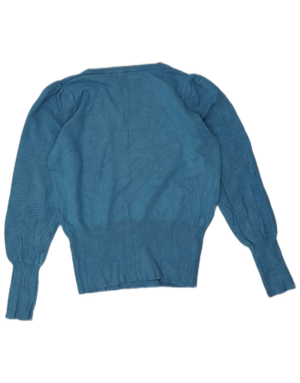 Marks & Spencer Γυναικείο πουλόβερ με λαιμόκαυστο UK 10 Small Blue Chevron