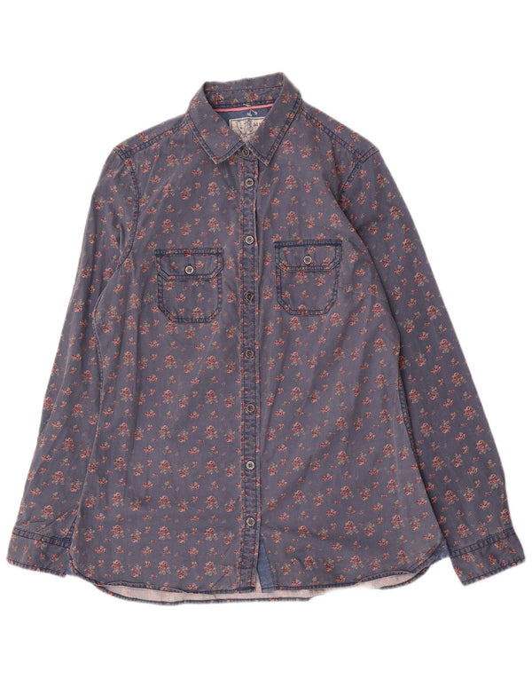 Γυναικείο πουκάμισο Fat Face UK 14 Large Blue Floral Βαμβακερό