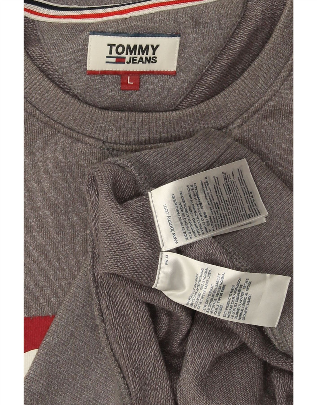 TOMMY HILFIGER Ανδρικό γραφικό φούτερ Jumper μεγάλο γκρι βαμβακερό