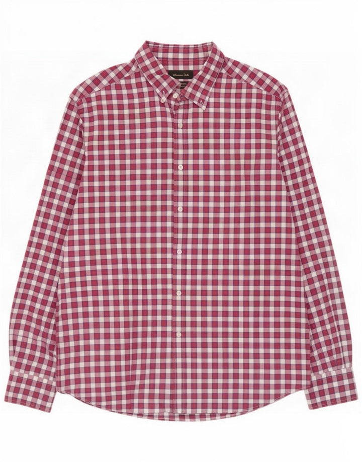 Massimo Dutti Ανδρικό Πουκάμισο 2XL Ροζ Gingham
