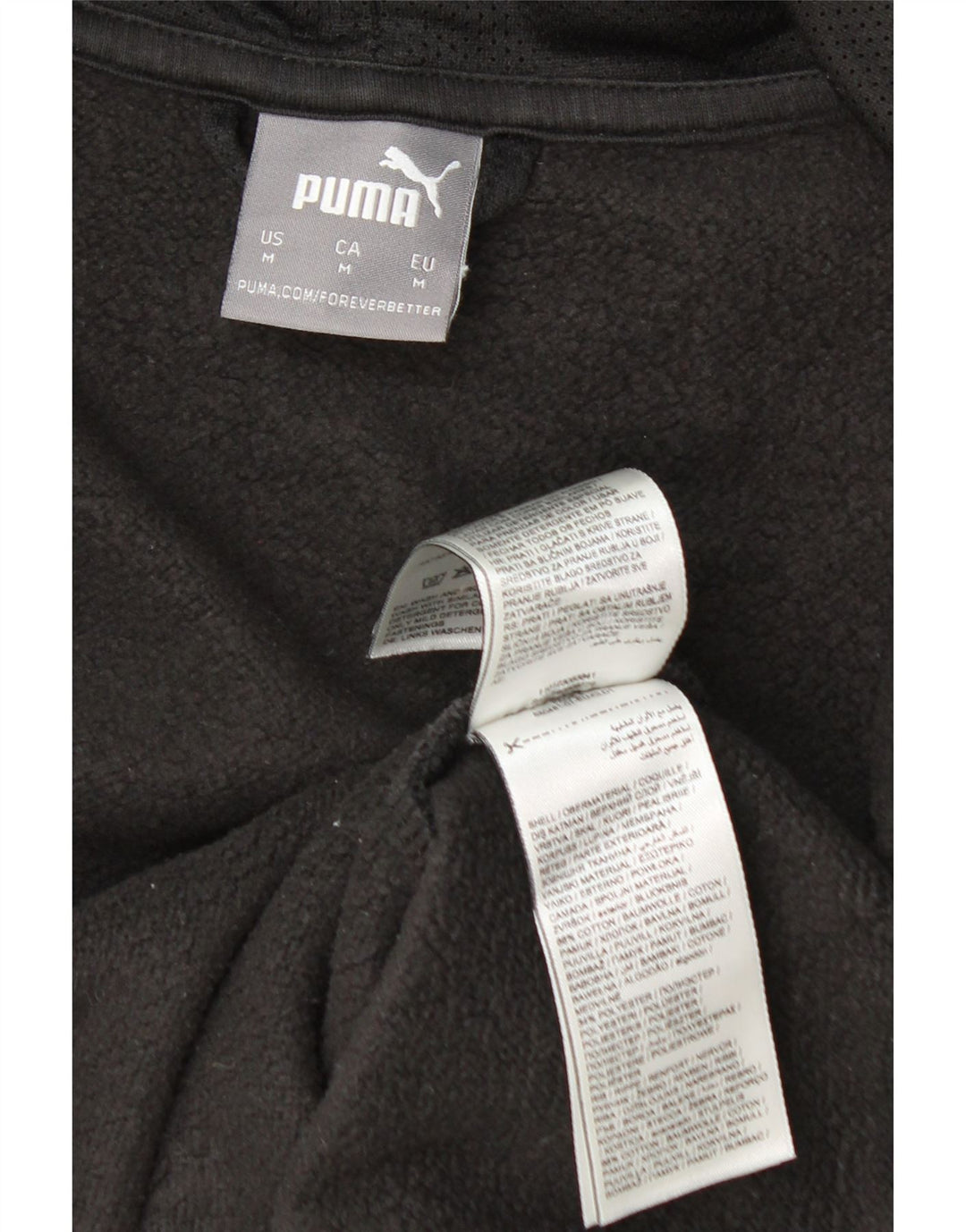 Ανδρικό πουλόβερ με κουκούλα με φερμουάρ Puma, μεσαίο μαύρο βαμβακερό