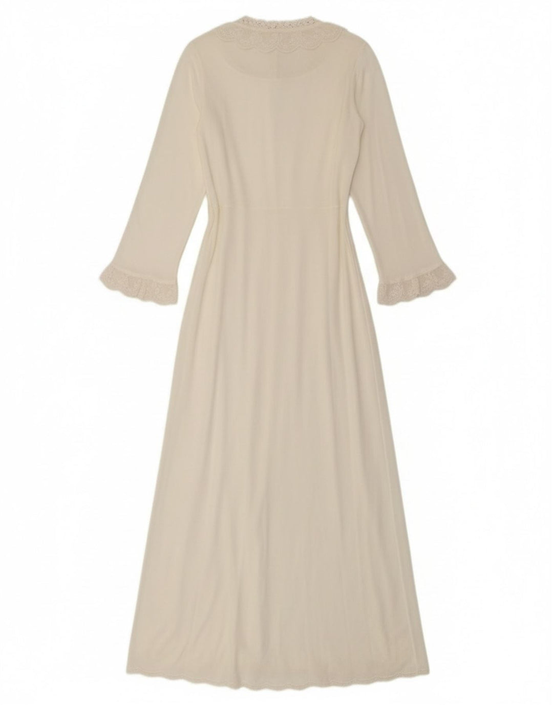 Vintage γυναικεία μακρυμάνικη ρόμπα μάξι φόρεμα UK 10 Small White