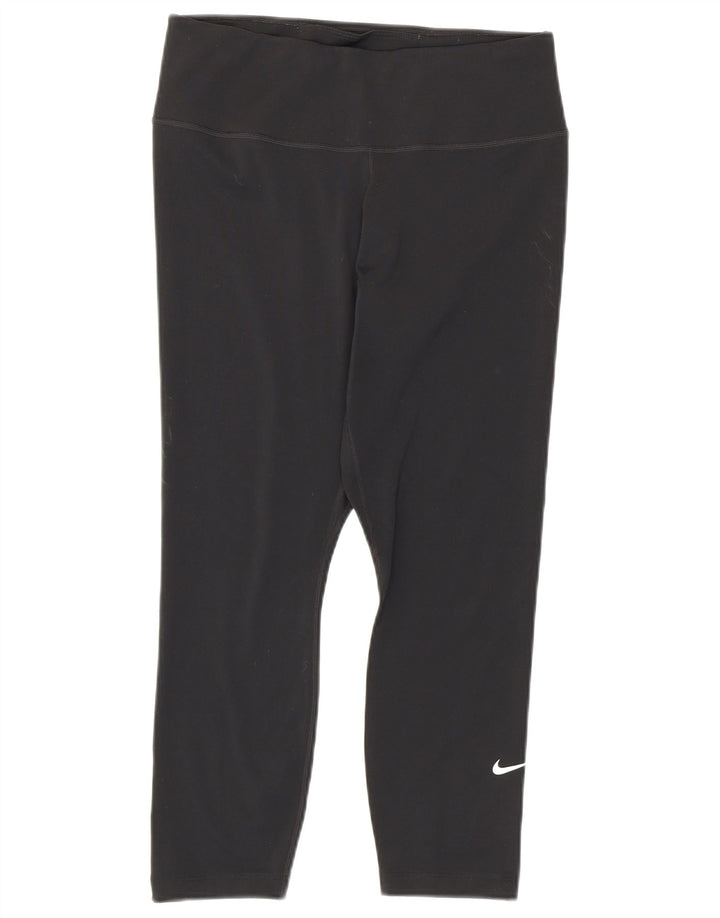 Γυναικεία κολάν Nike Dri Fit Capri UK 12 μεσαίου μαύρου πολυεστέρα