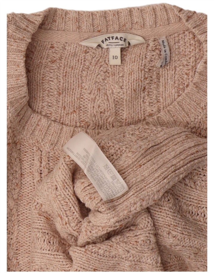 Fat Face Γυναικείο πουλόβερ με λαιμόκοψη UK 10 Small Beige Cotton Classic